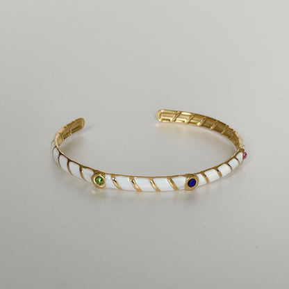 Kalinda Luxe 18k Gold Plated Enamel Cuff