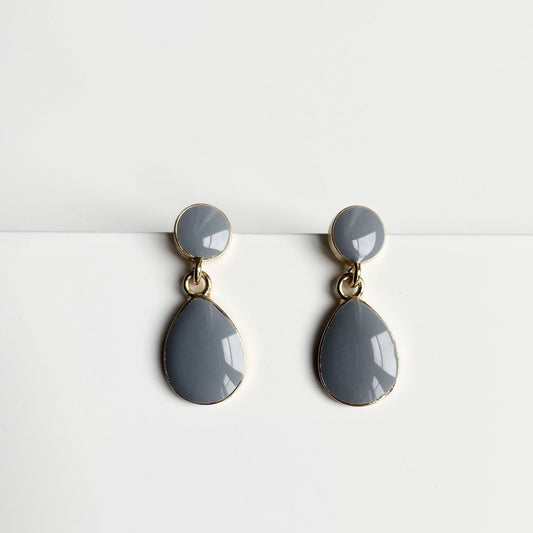 Terra Grey Enamel Drop Earrings