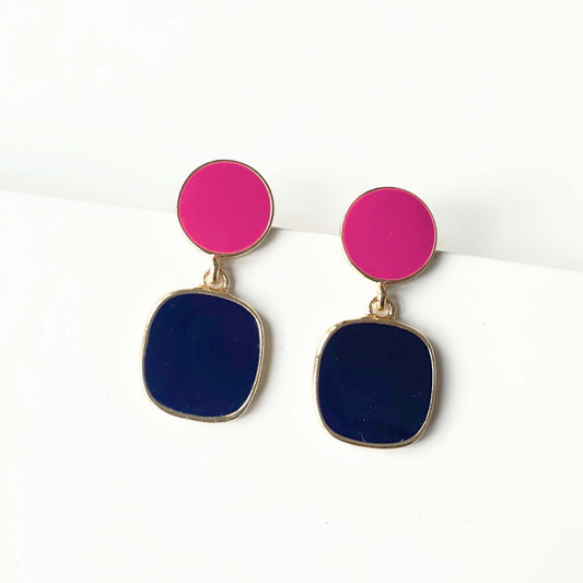Madison Navy Enamel Drop Earrings