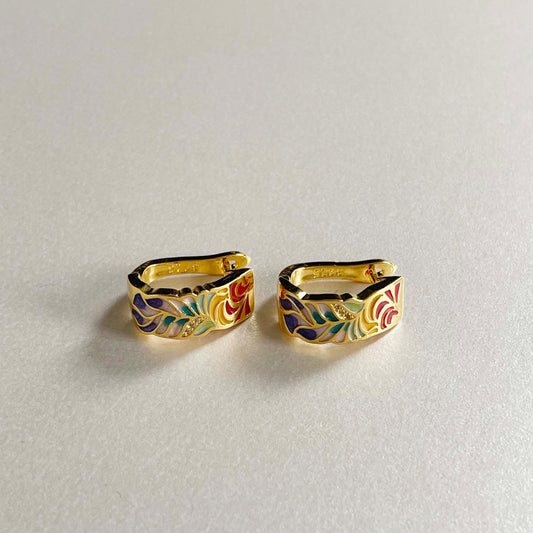 Francesca Gold Tone Enamel Earrings