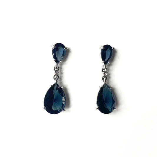 Evelyn Navy Faceted Jewel Earrings