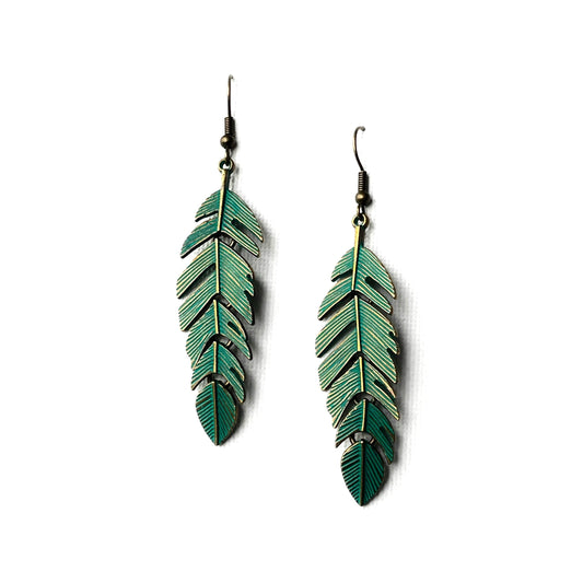 Evangelina Green Feather Earrings