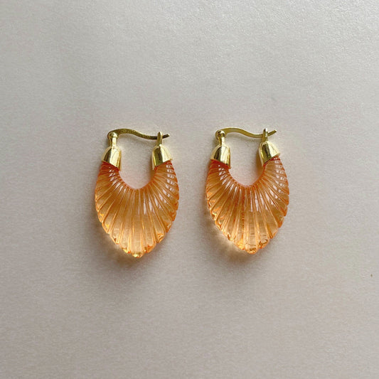Audrey Apricot Ridged Hoop Earrings