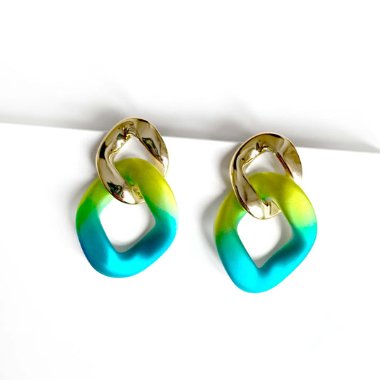 Bryce Aqua Metallic Ombre Earrings