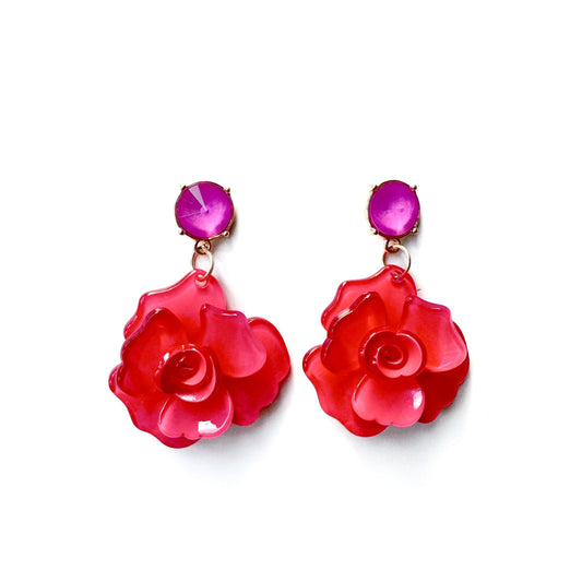 Juniper Statement Pink Rose Earrings