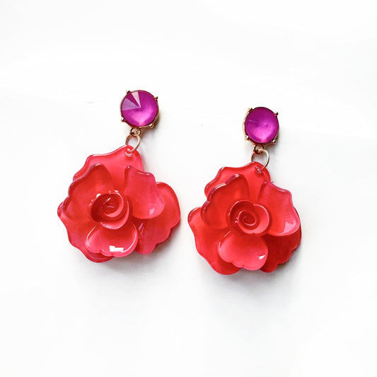 Juniper Statement Pink Rose Earrings
