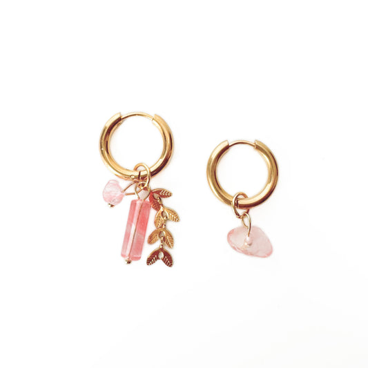 Ellis Blush Botanical Mismatch Hoops