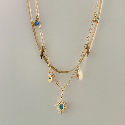 Cleopatra 18k Gold Plated Double Layered Charm Necklace