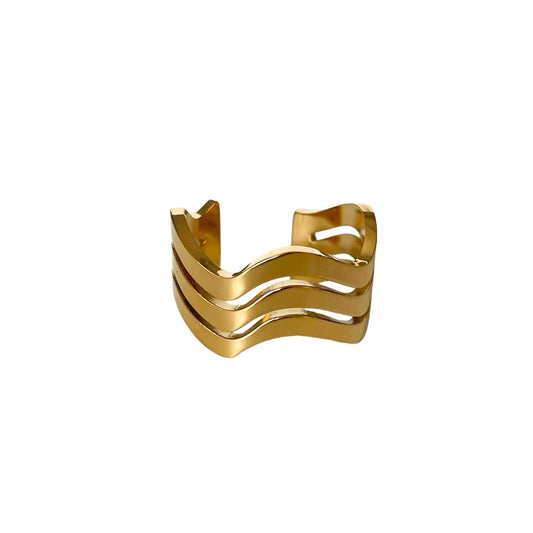 Auris Luxe 18k Gold Plated Wave Ring