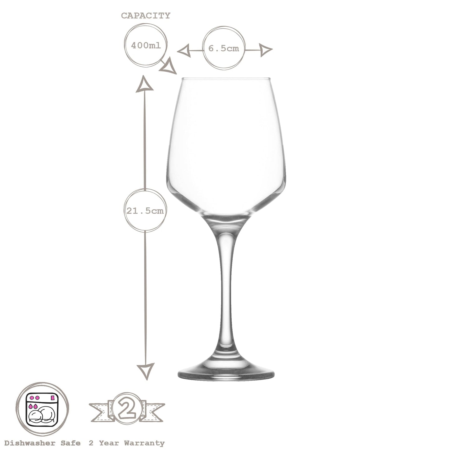 400ml Lal Wine Glasses - Pack of Six