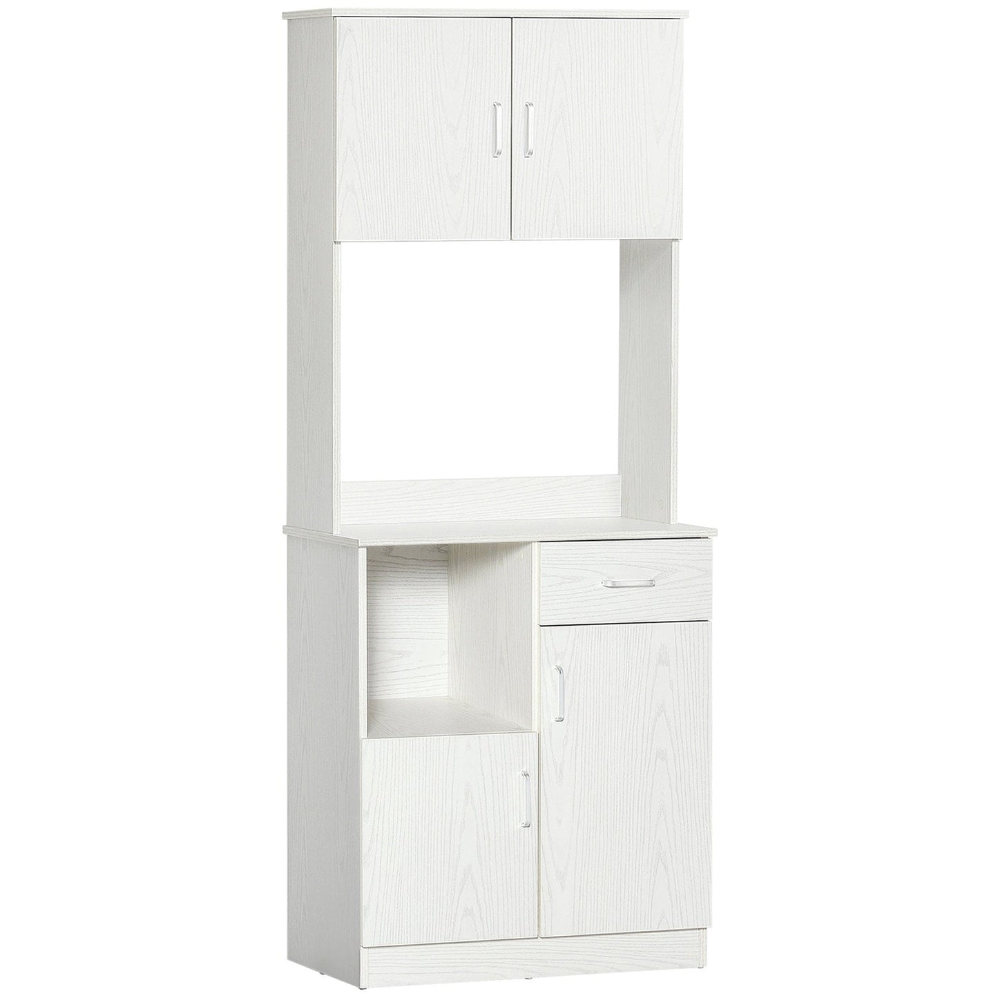 Modern Freestanding Kitchen Cupboard Storage Cabinet Organiser with Microwave Counter