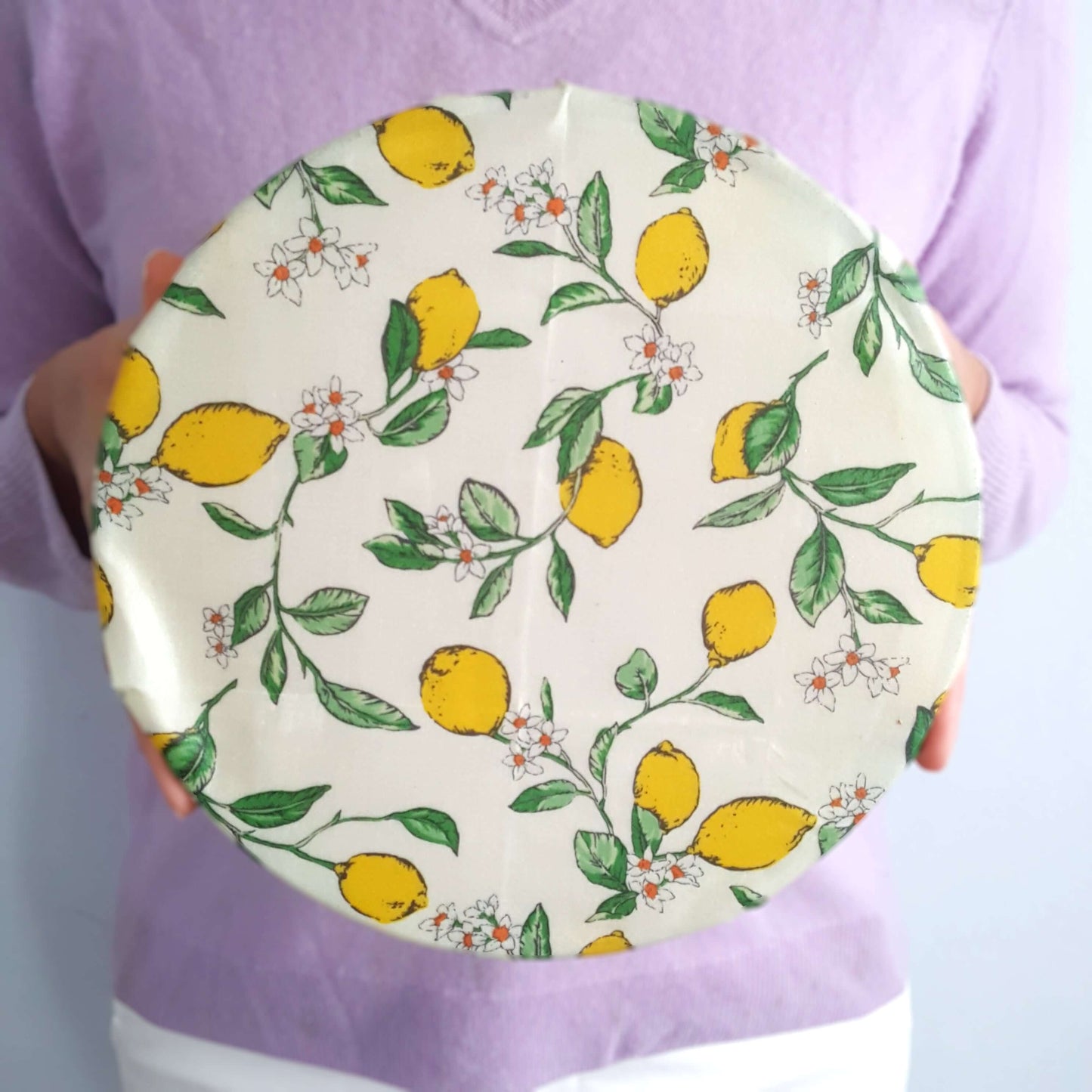 *Set of 2 Large Handmade Beeswax Wraps | Lemony Bees