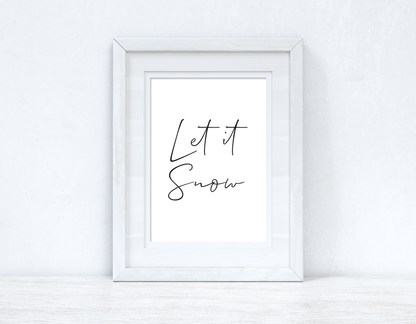 Let It Snow Simple Winter Christmas Seasonal Wall Home Decor Print
