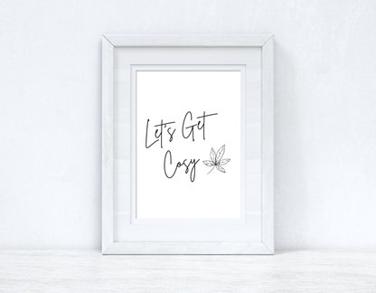 Let's Get Cosy Line Work Autumn Seasonal Wall Home Decor Print