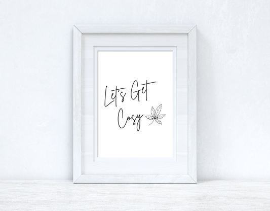 Let's Get Cosy Line Work Autumn Seasonal Wall Home Decor Print