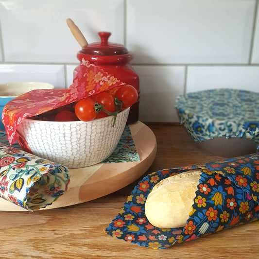 *Made with Liberty Fabric Set of 3 Handmade Beeswax Wraps