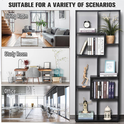 Eight-Section Tall Shelving Unit - Black
