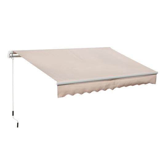 Awning Canopy Manual Retractable Porch Sun Shade Shelter 3 x 2m Beige