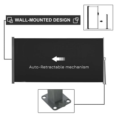 Retractable Sun Side Awning Screen Fence Patio Garden Wall Balcony Screening Panel Outdoor Blind Privacy Divider 3x1.6M