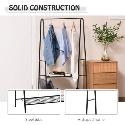 77L X 45W X 153H cm A Shaped Clothes Rack 2-Tier Steel-Black
