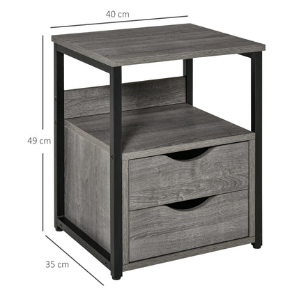 HOMCOM End Table Bedside Desk Slim Storage Cabinet with Shelf Grey