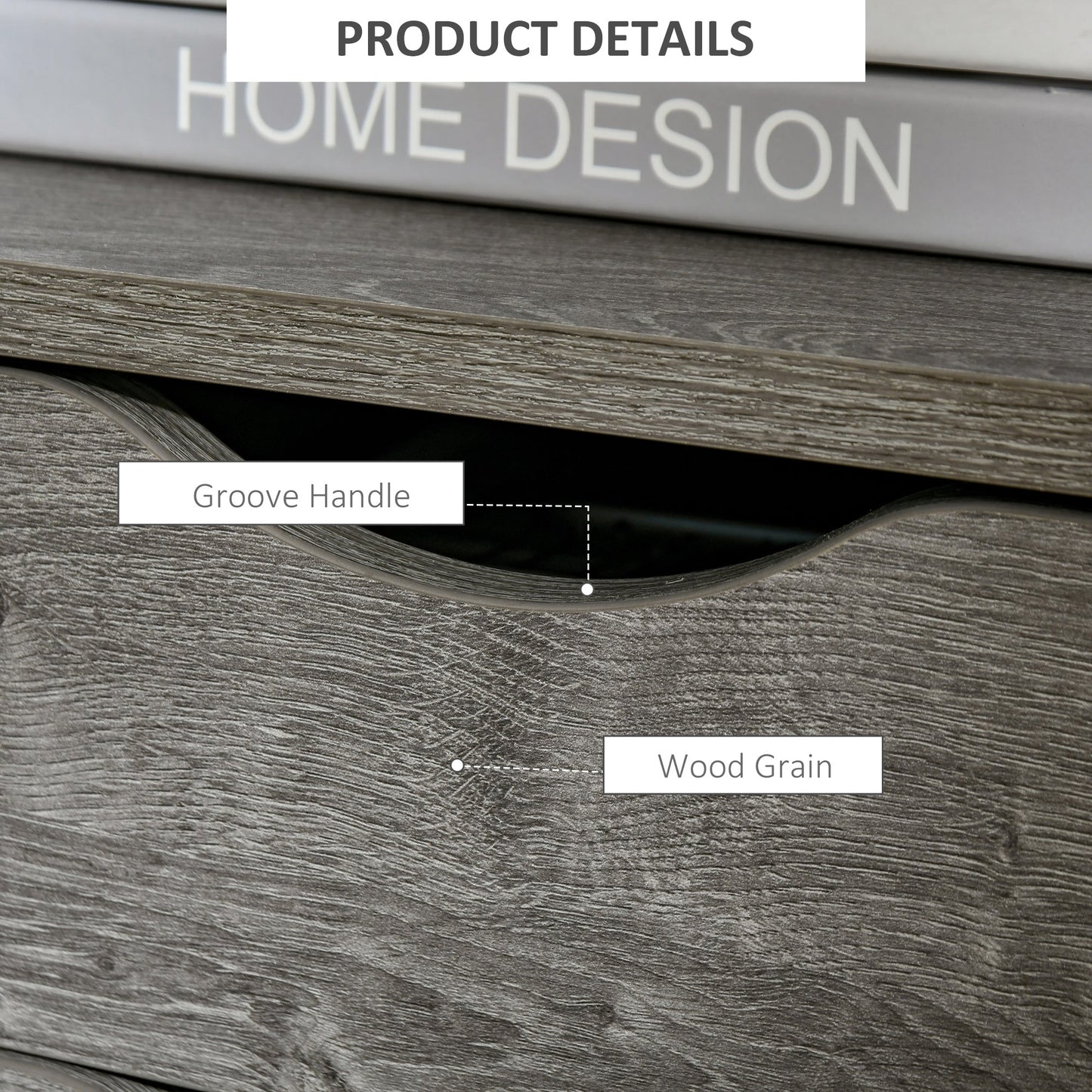 HOMCOM End Table Bedside Desk Slim Storage Cabinet with Shelf Grey