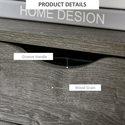 HOMCOM End Table Bedside Desk Slim Storage Cabinet with Shelf Grey