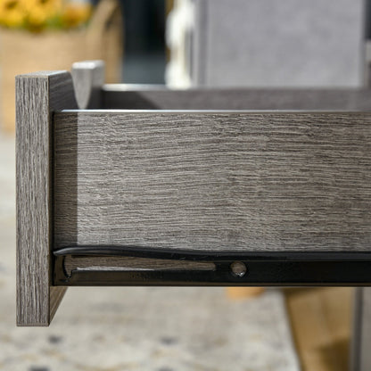 HOMCOM End Table Bedside Desk Slim Storage Cabinet with Shelf Grey