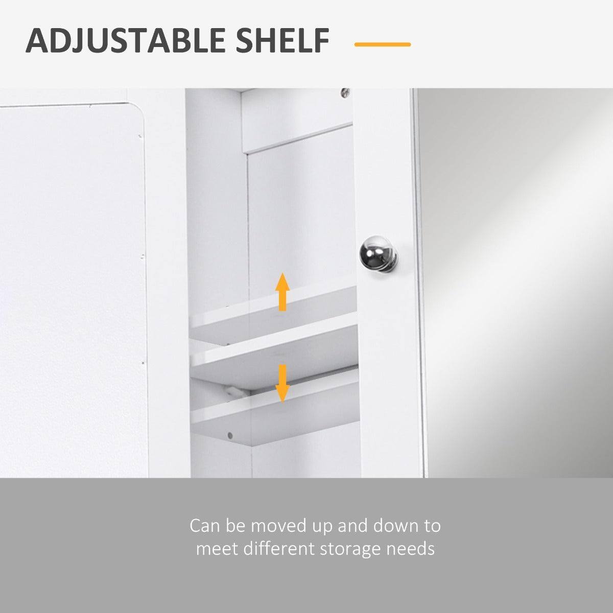 kleankin Wall-mounted Bathroom Cabinet Mirror Door Organiser Storage Shelves Living Room White