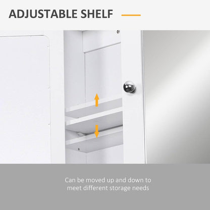 kleankin Wall-mounted Bathroom Cabinet Mirror Door Organiser Storage Shelves Living Room White