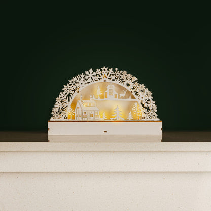 Light Up Wooden Village Christmas Candle Bridge Scene