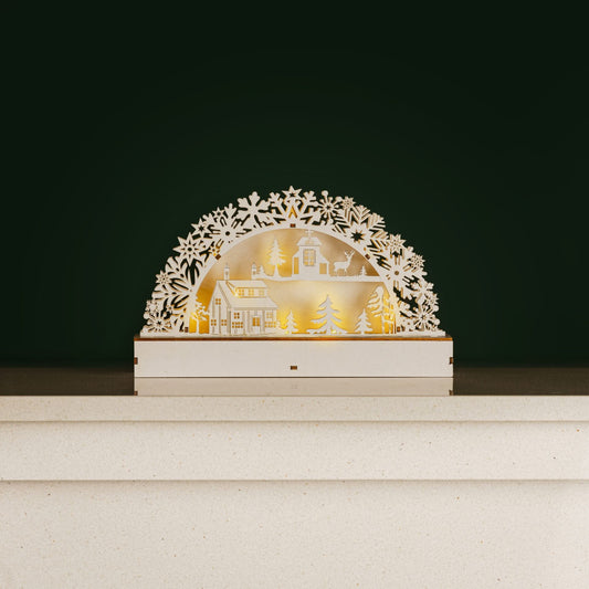 Light Up Wooden Village Christmas Candle Bridge Scene