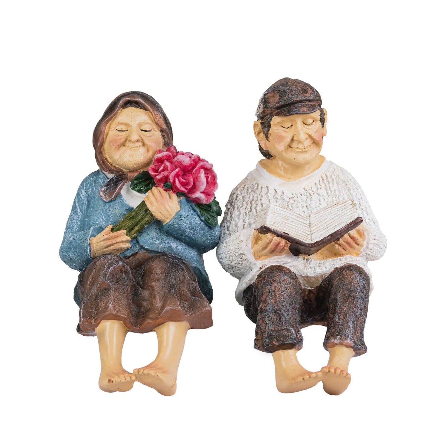 Grandmother & Grandfather Solar Garden Ornament Set