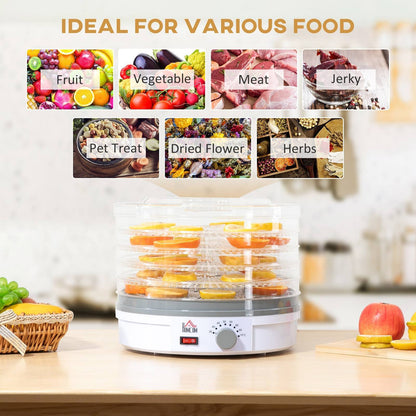 245W 5Kg Five Tray Food Dehydrator White by Homcom