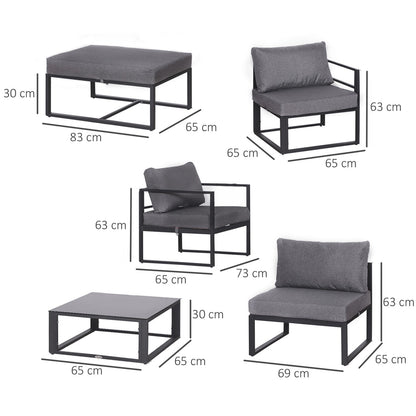 6-Piece Sectional Sofa Set W/Cushions