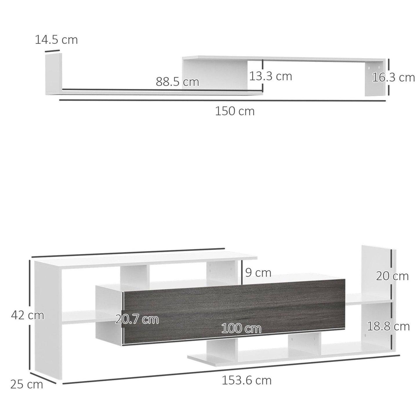 Modern TV Cabinet with Wall Shelf