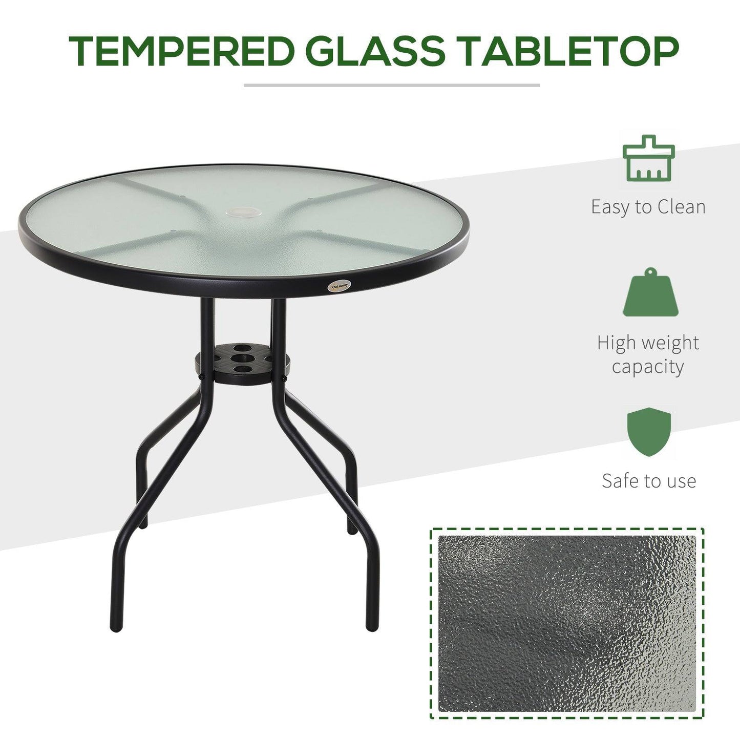 Bistro Table Outdoor Round Dining Coffee Table with Parasol Hole
