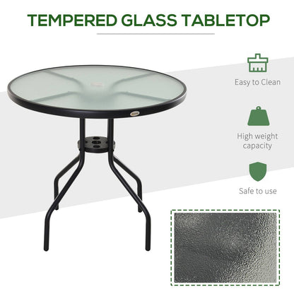 Bistro Table Outdoor Round Dining Coffee Table with Parasol Hole