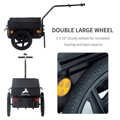 Cargo Trailer Bike Stroller Garden Trolley W/Carrier Utility Luggage & Wheels Black