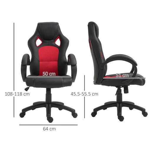 High-Back Office Chair Faux Leather Swivel Computer Desk Chair For Home Office With Wheels Armrests Black