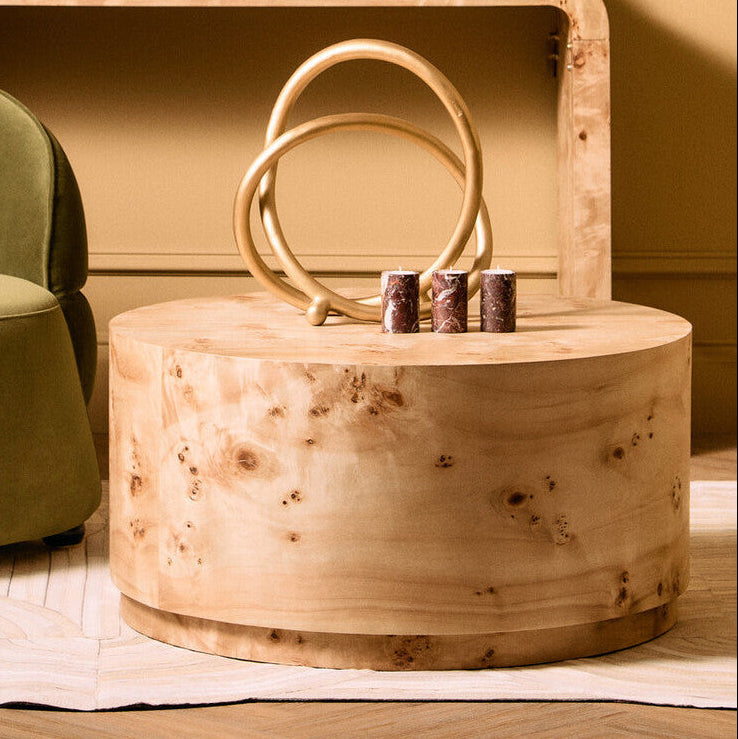 Mota Burl Wood Design Round Coffee Table