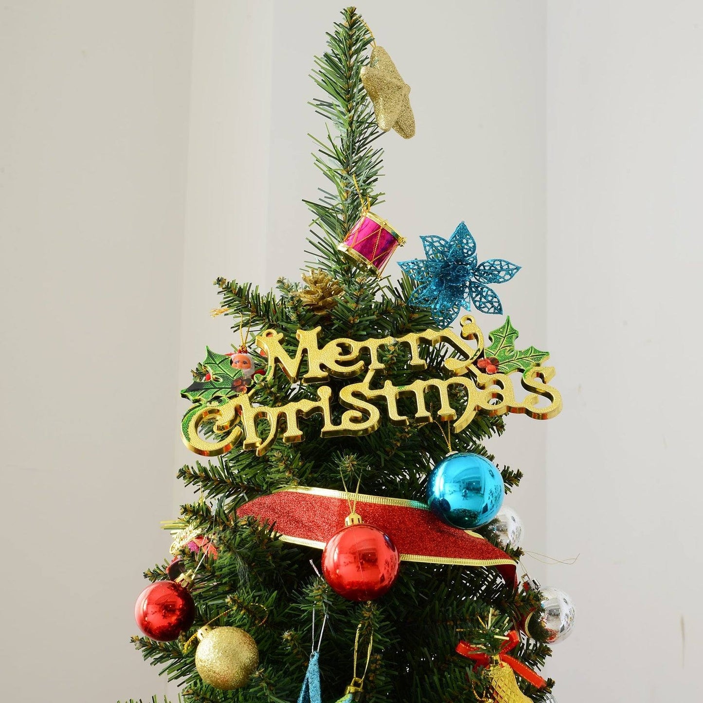 5FT Artificial Pine Pencil Slim Tall Christmas Tree with 294 Branch Tips Xmas Holiday Décor with Stand Green