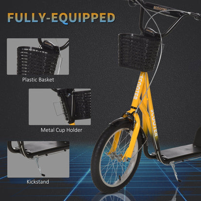 Kids Scooter Adjustable w/ Inflatable Wheel Brake Basket Cupholder Mudguard