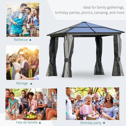 3 x 3M Hardtop Gazebo with UV Resistant Polycarbonate Roof & Aluminium Frame