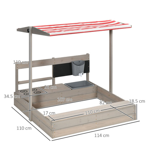Kids Wooden Sandbox w/ Canopy