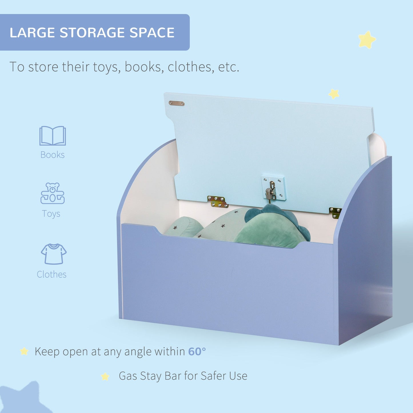 Kids Two-In-One Toy Storage Box and Seat  Blue