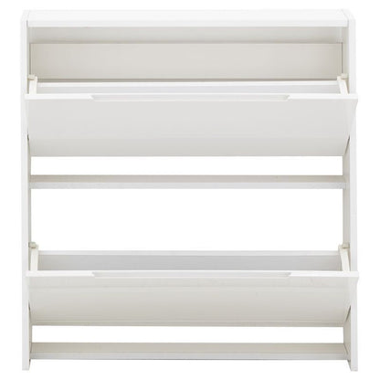 Narrow Shoe Storage White 2 Doors 2 Shelves