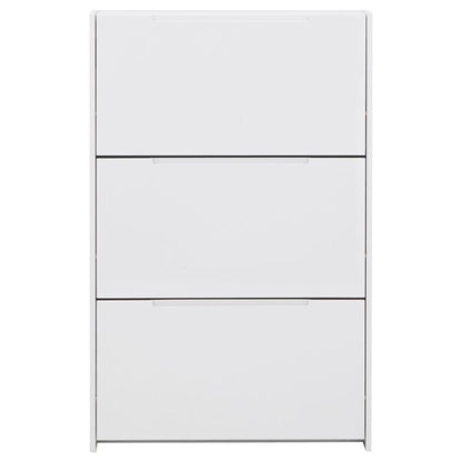 Narrow Tall Shoe Storage White 3 Doors 3 Shelves