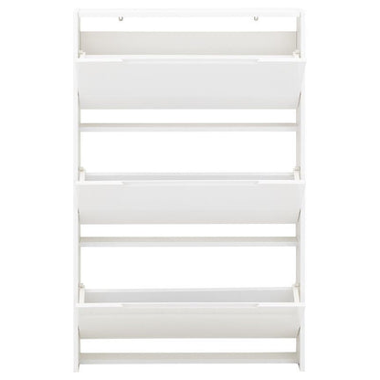 Narrow Tall Shoe Storage White 3 Doors 3 Shelves