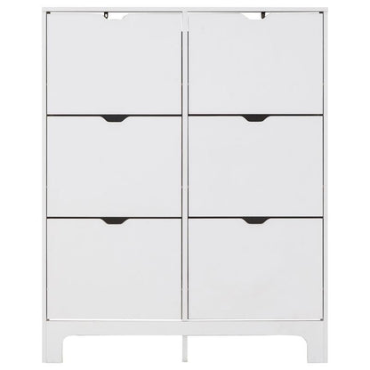 Narrow Tall Shoe Storage White 6 Doors 6 Shelves